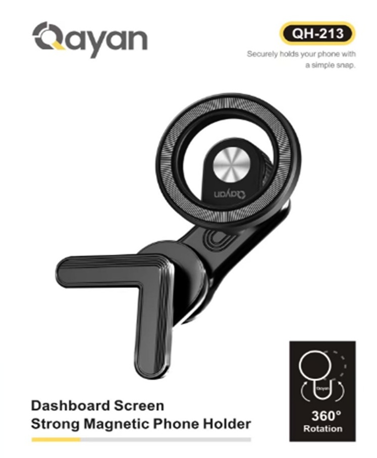 Автомобильный магнитный держатель QAYAN QH-213 для смартфона, на приборную панель, цвет черный Автомобильный магнитный держатель QAYAN QH-213 для смартфона, на приборную панель, цвет черный