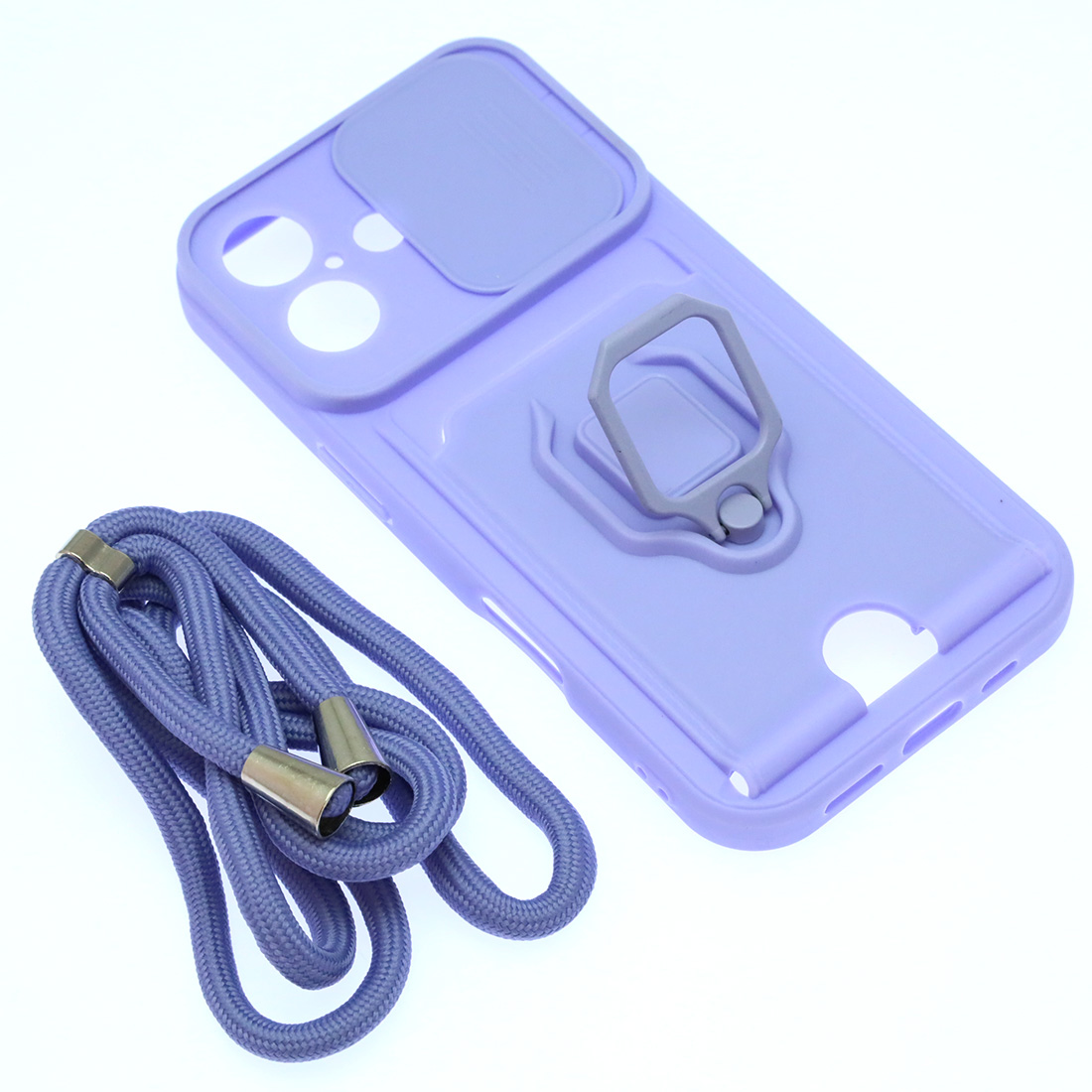 Чехол накладка MULTI FUNCTION 4 в 1 для APPLE iPhone 16, цвет сиреневый