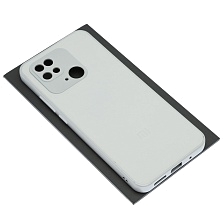 Чехол накладка для XIAOMI Redmi 10C, POCO C40, защита камеры, силикон, пластик, цвет бело серебристый