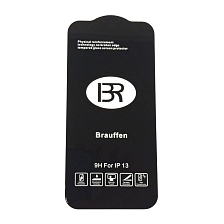 Защитное стекло 9H BRAUFFEN для APPLE iPhone 13 (6.1"), iPhone 13 Pro (6.1"), iPhone 14 (6.1"), iPhone 16e (6.1"), цвет окантовки черный