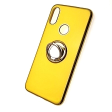 Чехол накладка для XIAOMI Redmi Note 7, Note 7 Pro, силикон, кольцо держатель, цвет желтый.