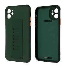 Чехол накладка LADDER NANO для APPLE iPhone 11, силикон, держатель, цвет темно зеленый