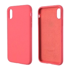 Чехол накладка Silicon Case для APPLE iPhone X, XS, силикон, бархат, цвет ярко розовый.