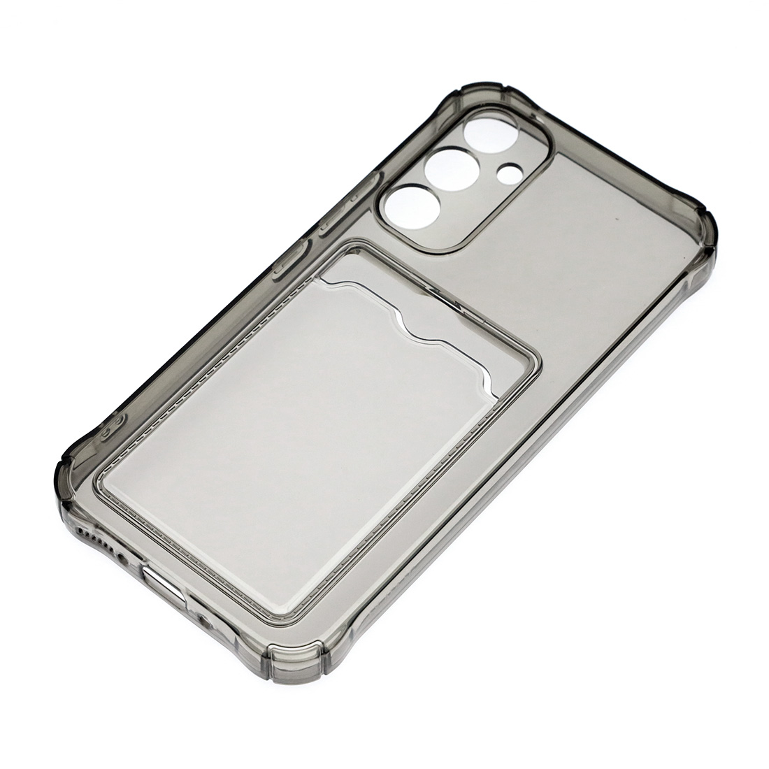 Чехол накладка CARD CASE для SAMSUNG Galaxy A54 5G, силикон, защита камеры, отдел для карт, цвет прозрачно черный
