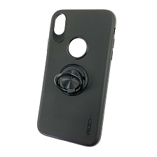 Чехол накладка для APPLE iPhone XR, силикон, кольцо держатель, цвет черный. Чехол накладка для APPLE iPhone XR, силикон, кольцо держатель, цвет черный.