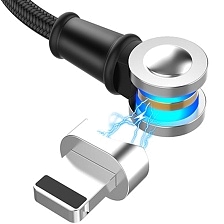 Кабель с магнитной насадкой 180° для устройств с разъемом APPLE Lightning 8-pin, длина 1 метр, цвет черный | Последняя цена