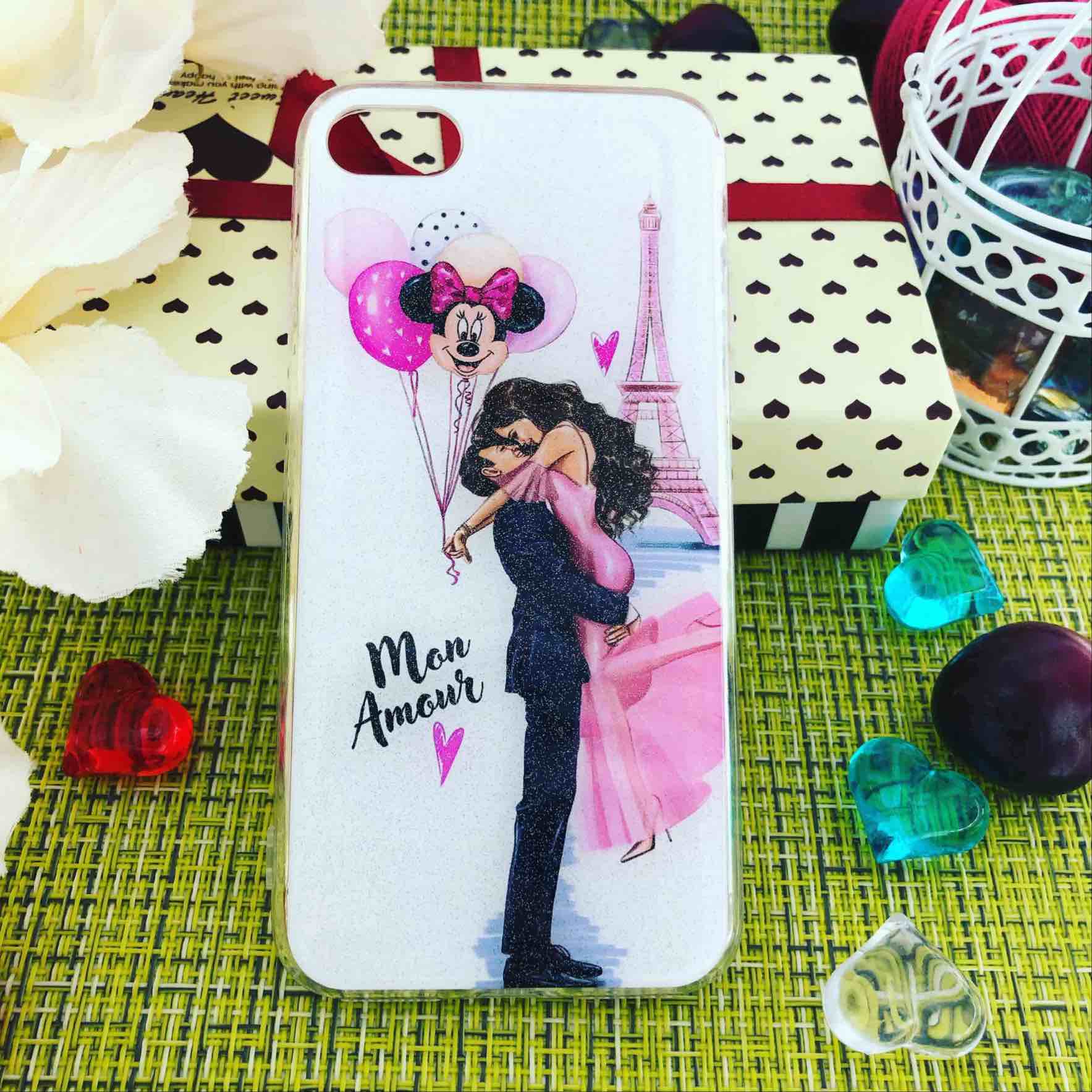Чехол накладка для APPLE iPhone 7, iPhone 8, iPhone SE 2020, силикон, блестки, рисунок Mon Amour