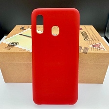 Чехол накладка Silicon Cover для SAMSUNG Galaxy A30 (SM-A305), силикон, бархат, цвет бордовый.