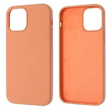 Чехол накладка Silicon Case для APPLE iPhone 12, iPhone 12 Pro, силикон, бархат, цвет лососевый