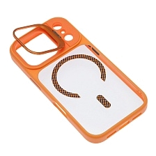 Чехол накладка Cabbeen с поддержкой MagSafe для APPLE iPhone 17 Pro, подставка, цвет прозрачно оранжевый