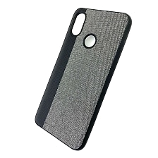 Чехол накладка для XIAOMI MI 8, силикон, ткань, цвет черно серый
