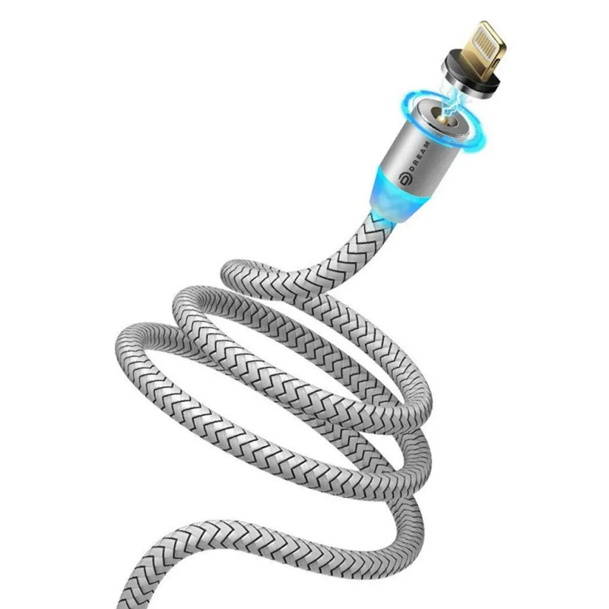 Магнитный зарядный кабель DREAM U40 APPLE Lightning 8 pin, 2.4A, QC3.0, длина 1.2 метра, цвет серебристый | Все по 150