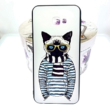 Чехол накладка BRF для SAMSUNG Galaxy J4 Core (SM-J410), силикон, рисунок Кот в полосатой кофте.