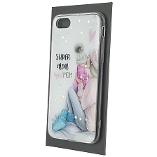 Чехол накладка Vinil для APPLE iPhone 7, iPhone 8, iPhone SE 2020, силикон, блестки, глянцевый, рисунок Super mom girl MOM