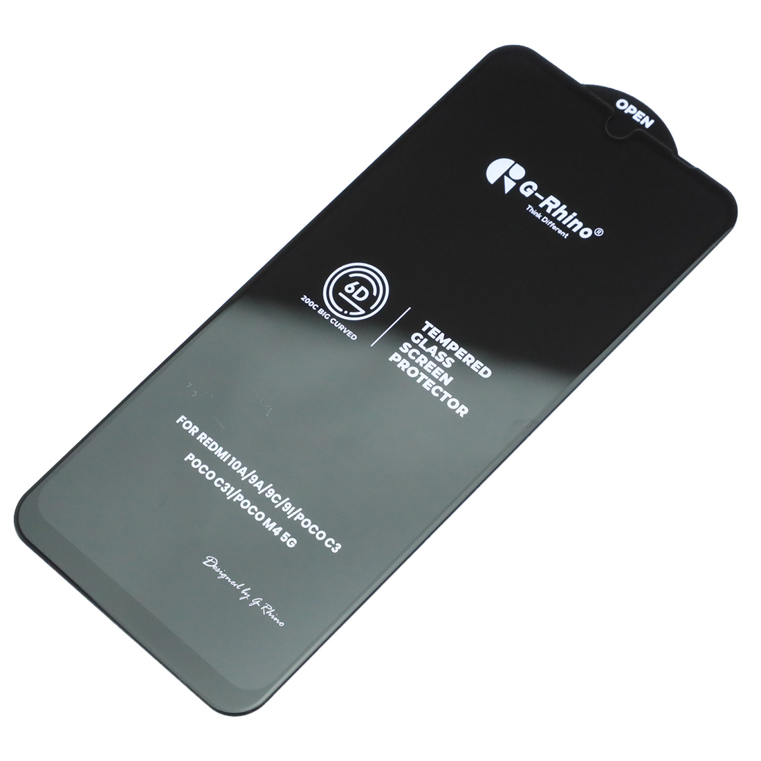 Защитное стекло 6D G-Rhino 200C для XIAOMI Redmi 9A, 9C, 10A, A1, A1 Plus, A2, A2 Plus, цвет окантовки черный (Тип 1)