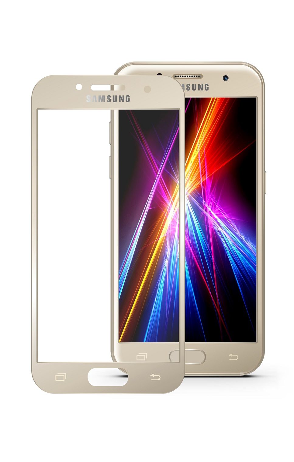 Защитное стекло 3D для SAMSUNG Galaxy А3 2017 (SM-А320) золотистый кант TIGER.