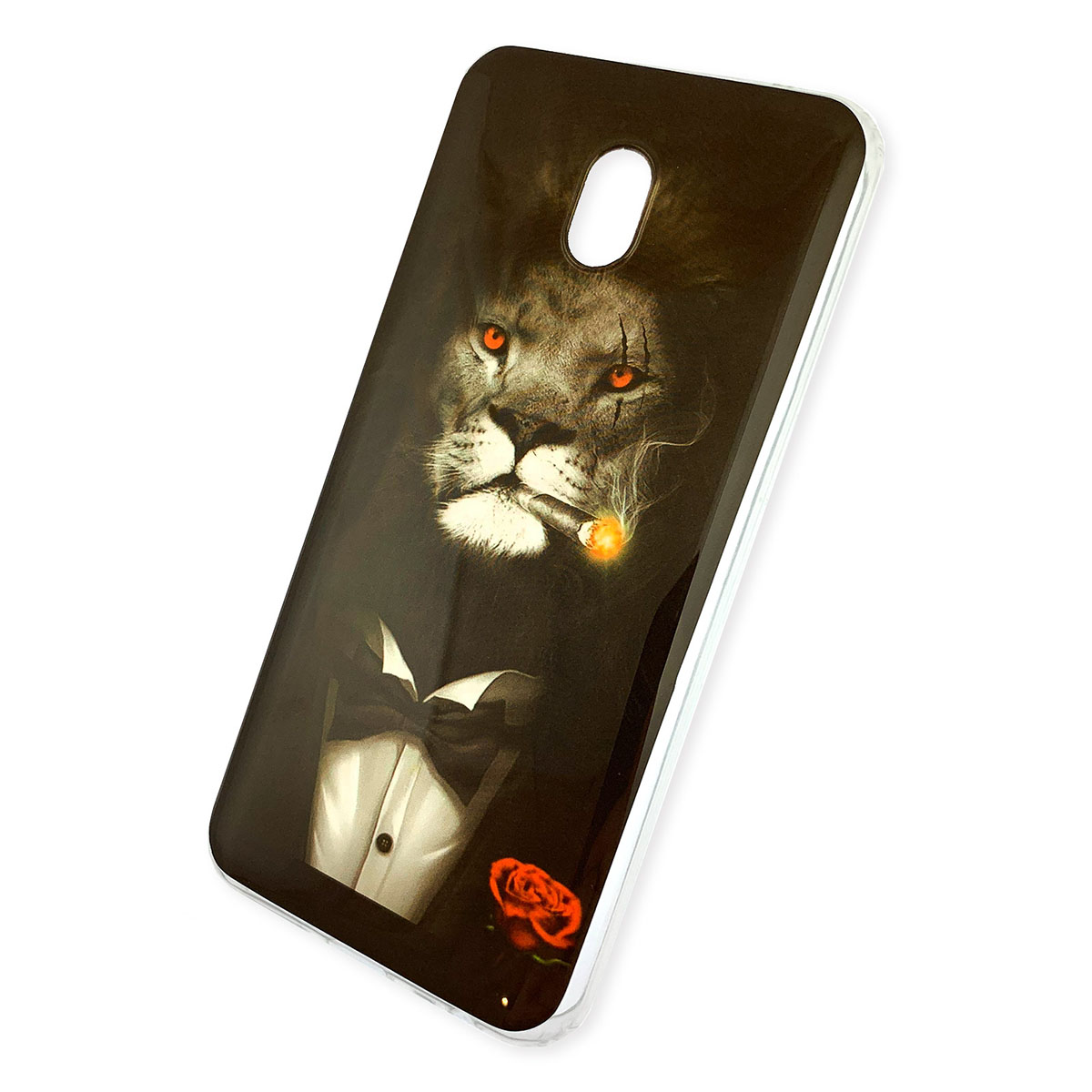 Чехол накладка для XIAOMI Redmi 8A, силикон, глянец, рисунок Лев с сигарой. Чехол накладка для XIAOMI Redmi 8A, силикон, глянец, рисунок Лев с сигарой.