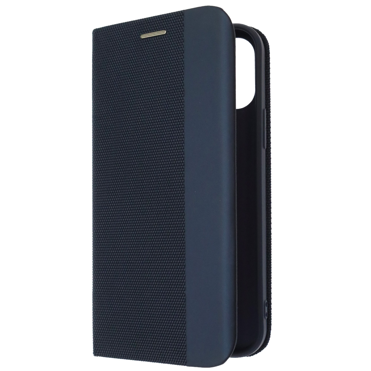 Чехол книжка MESH для APPLE iPhone 12 (6.1), iPhone 12 Pro (6.1), текстиль, силикон, бархат, визитница, цвет темно синий Чехол книжка MESH для APPLE iPhone 12 (6.1), iPhone 12 Pro (6.1), текстиль, силикон, бархат, визитница, цвет темно синий