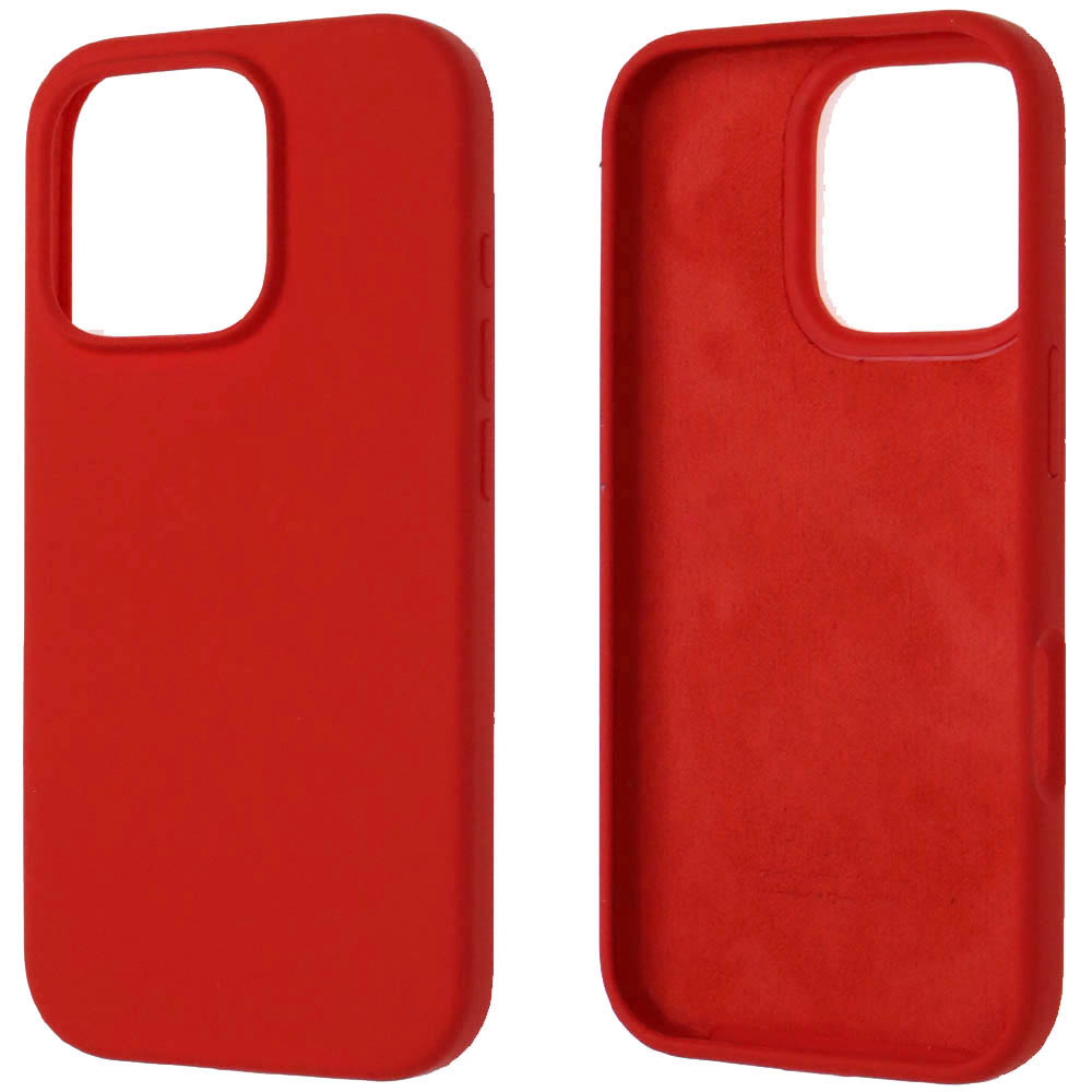 Чехол накладка Silicon Case для APPLE iPhone 16 Pro (6.3"), силикон, бархат, цвет красный