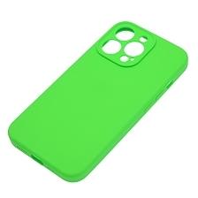 Чехол накладка Silicone Case для APPLE iPhone 13 Pro, L-ogo, защита камеры, силикон, бархат, цвет ярко зеленый