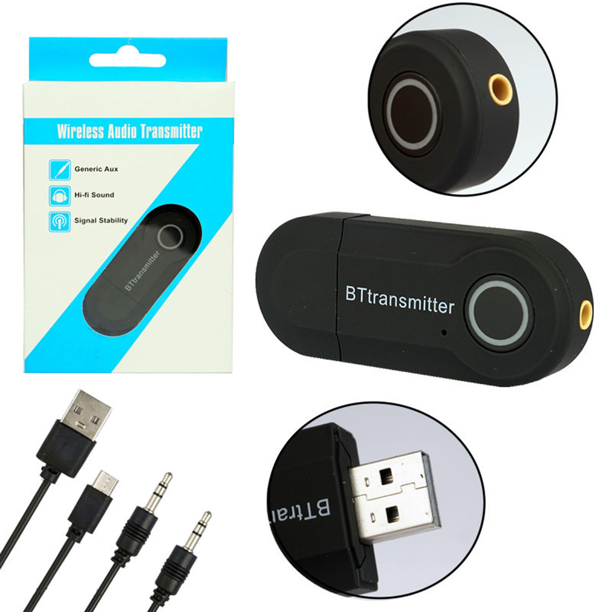 Адаптер Bluetooth BT-9, Wireless Audio Transmitter, цвет черный