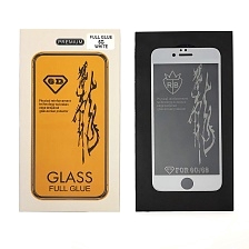 Защитное стекло 6D GLASS FULL GLUE для APPLE iPhone 6, 6G, 6S, цвет канта белый.
