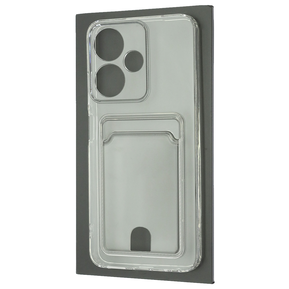 Чехол накладка CARD CASE для INFINIX Hot 30i, защита камеры, силикон, отдел для карт, цвет прозрачный