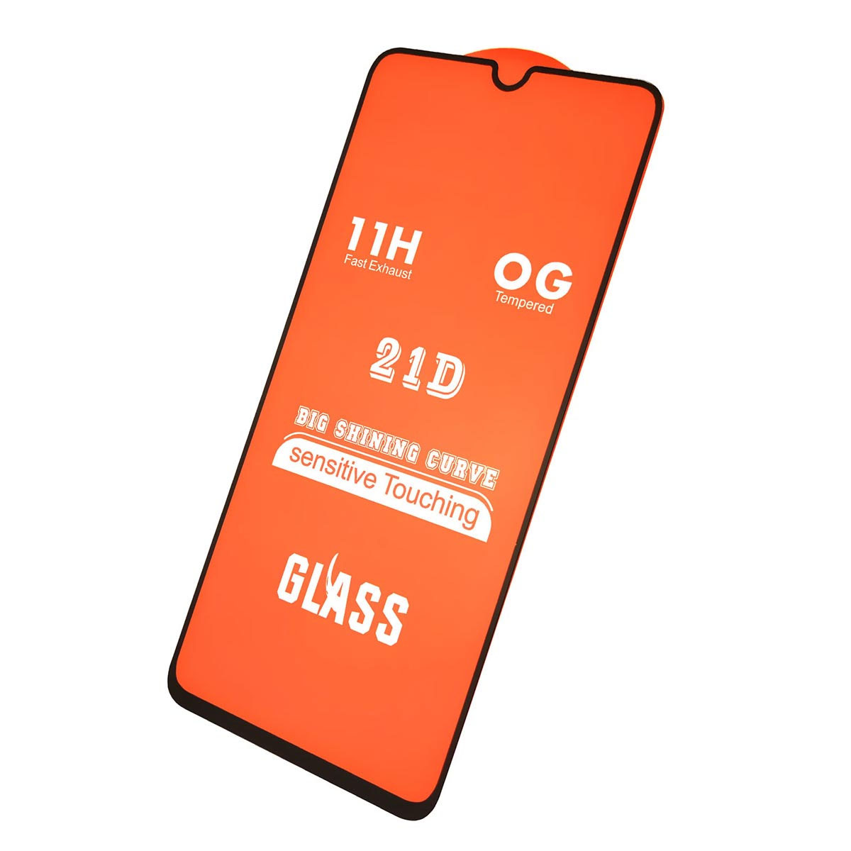 Защитное стекло 21D для Realme C15, C20, C21, C21Y, C25, C25S, NARZO 30A, цвет окантовки черный