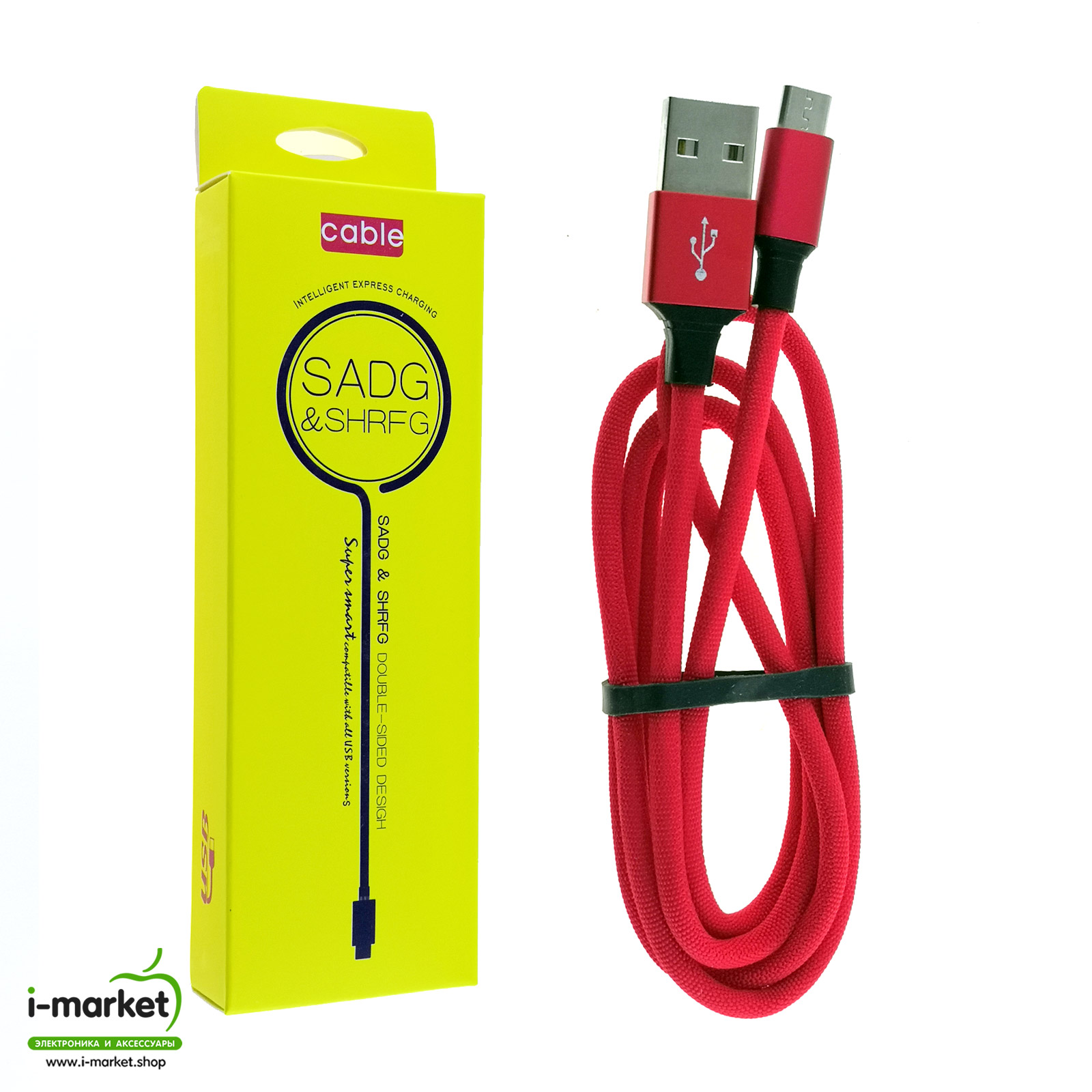 USB Дата-кабель SADG & SHRFG Micro USB, длина 1 метр, нейлоновое армирование, цвет красный.