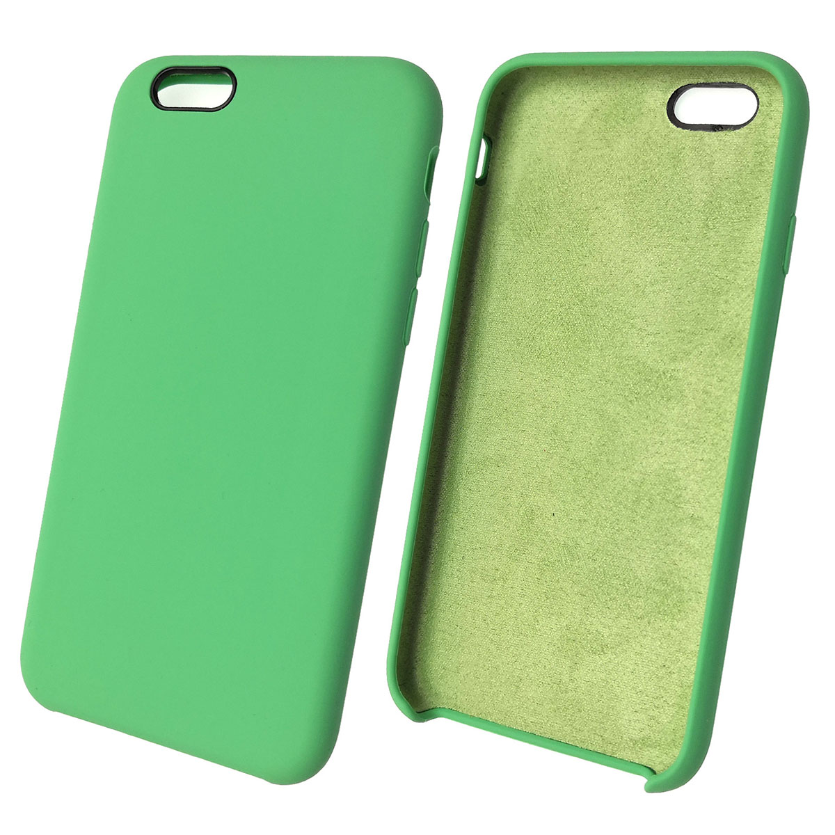 Чехол накладка Silicon Case для APPLE iPhone 6, 6G, 6S, силикон, бархат, цвет мятный.