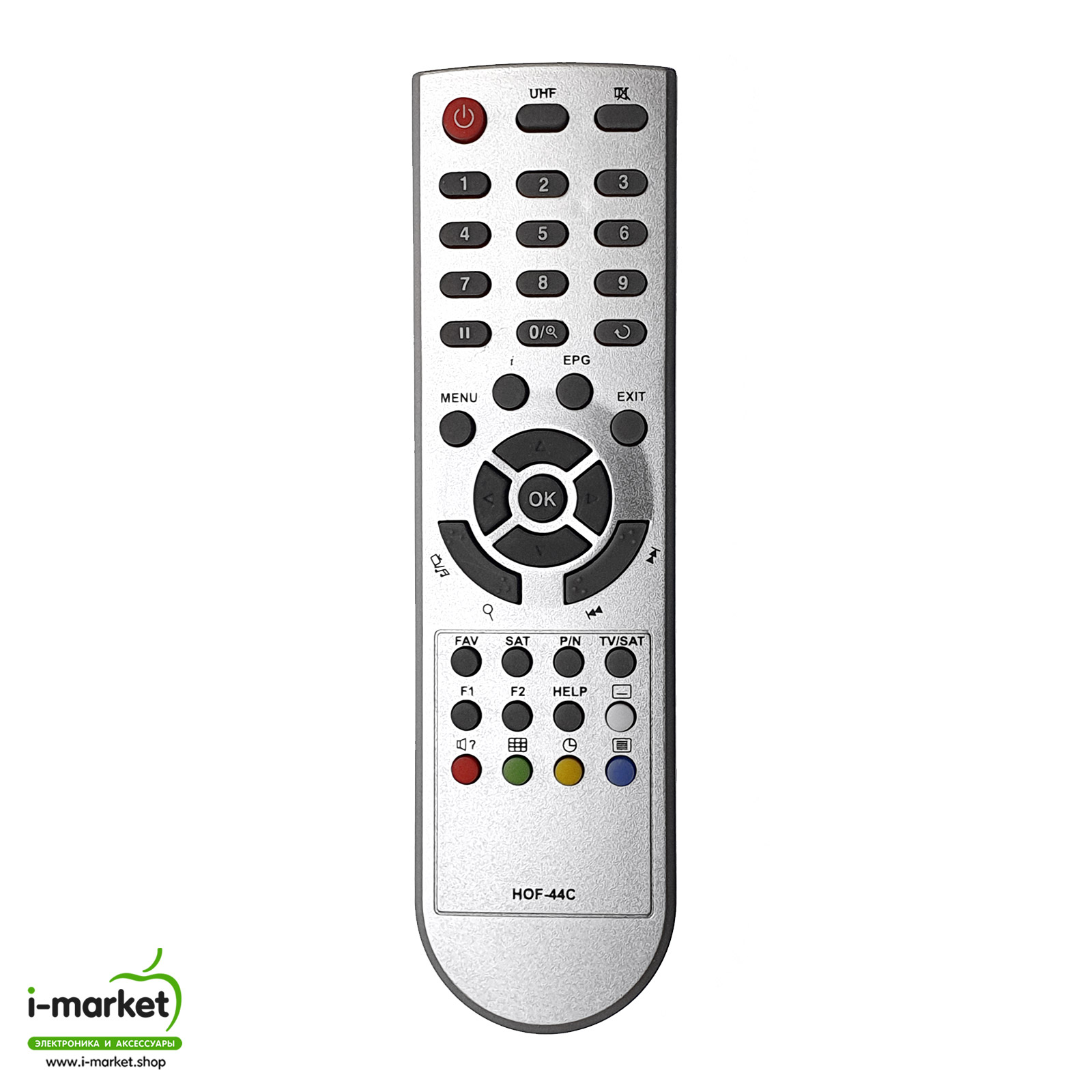 Пульт ДУ для GLOBO RC-7010 (HOF-44C) подходит к BS-S501 xtra, BS-S780 CRCI Xpeed, DSR-6500 Lux, DSR-6500 Prima, цвет серебристый