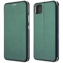 Чехол книжка STYLISH для Realme C11 2020, экокожа, визитница, цвет темно зеленый