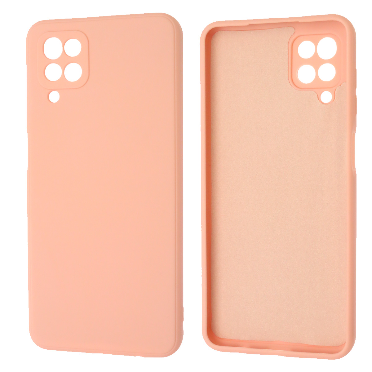 Чехол накладка для SAMSUNG Galaxy A12 4G (SM-A125), M12 (SM-A125F), силикон, бархат, цвет розовый песок