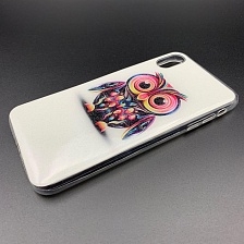 Чехол накладка для APPLE iPhone XS MAX, силикон, рисунок Сова.