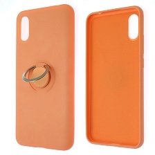 Чехол накладка RING для XIAOMI Redmi 9A, силикон, кольцо держатель, цвет персиковый Чехол накладка RING для XIAOMI Redmi 9A, силикон, кольцо держатель, цвет персиковый