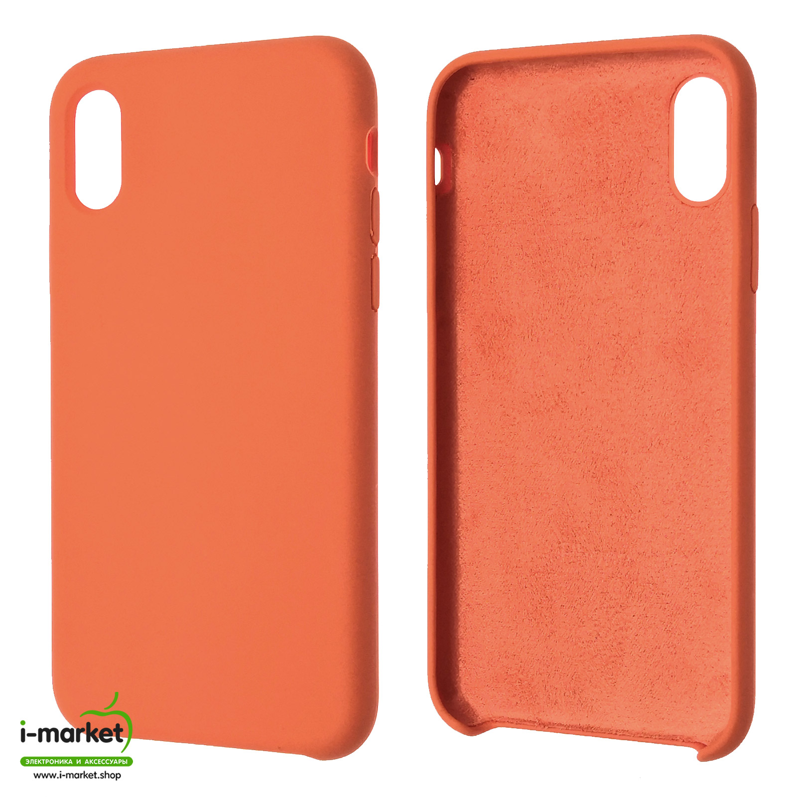 Чехол накладка Silicon Case для APPLE iPhone X, iPhone XS, силикон, бархат, цвет оранжевый