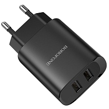 СЗУ (Сетевое зарядное устройство) BOROFONE BN2 Super fast, 2 USB, 2.1А, цвет черный