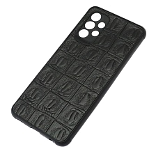 Чехол накладка для SAMSUNG Galaxy A32 4G (SM-A325F), силикон, текстура кожи крокодила, цвет черный