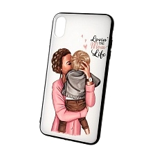 Чехол накладка для APPLE iPhone XS MAX, силикон, рисунок LOVIN THE MOM LOVE.