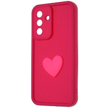 Чехол накладка для SAMSUNG Galaxy A56, силикон, 3D сердце, защита камеры, бортики, цвет розовый
