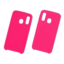 Чехол накладка Silicon Cover для SAMSUNG Galaxy A40 (SM-A405), силикон, бархат, цвет ярко розовый.