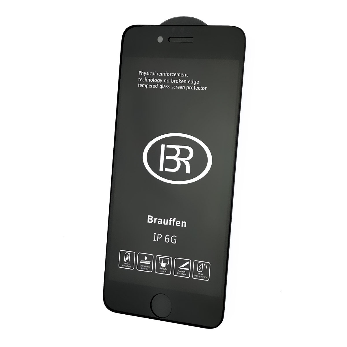 Защитное стекло 9H BRAUFFEN для APPLE iPhone 6, iPhone 6S, цвет окантовки черный Защитное стекло 9H BRAUFFEN для APPLE iPhone 6, iPhone 6S, цвет окантовки черный