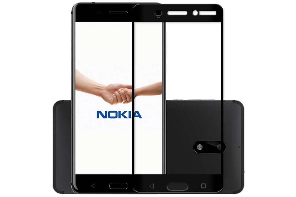 Защитное стекло 2D Full glass для Nokia 6 (2018) /тех.пак/ черный.