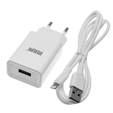СЗУ (сетевое зарядное устройство) MRM MR21i, 1 USB порт, USB кабель Lightning 8-pin, длина 1м, цвет белый
