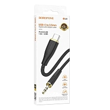 Аудио кабель, переходник BOROFONE BL23 Refinado USB Type C (папа) на AUX Jack 3.5 мм (папа), длина 1 метр, цвет черный