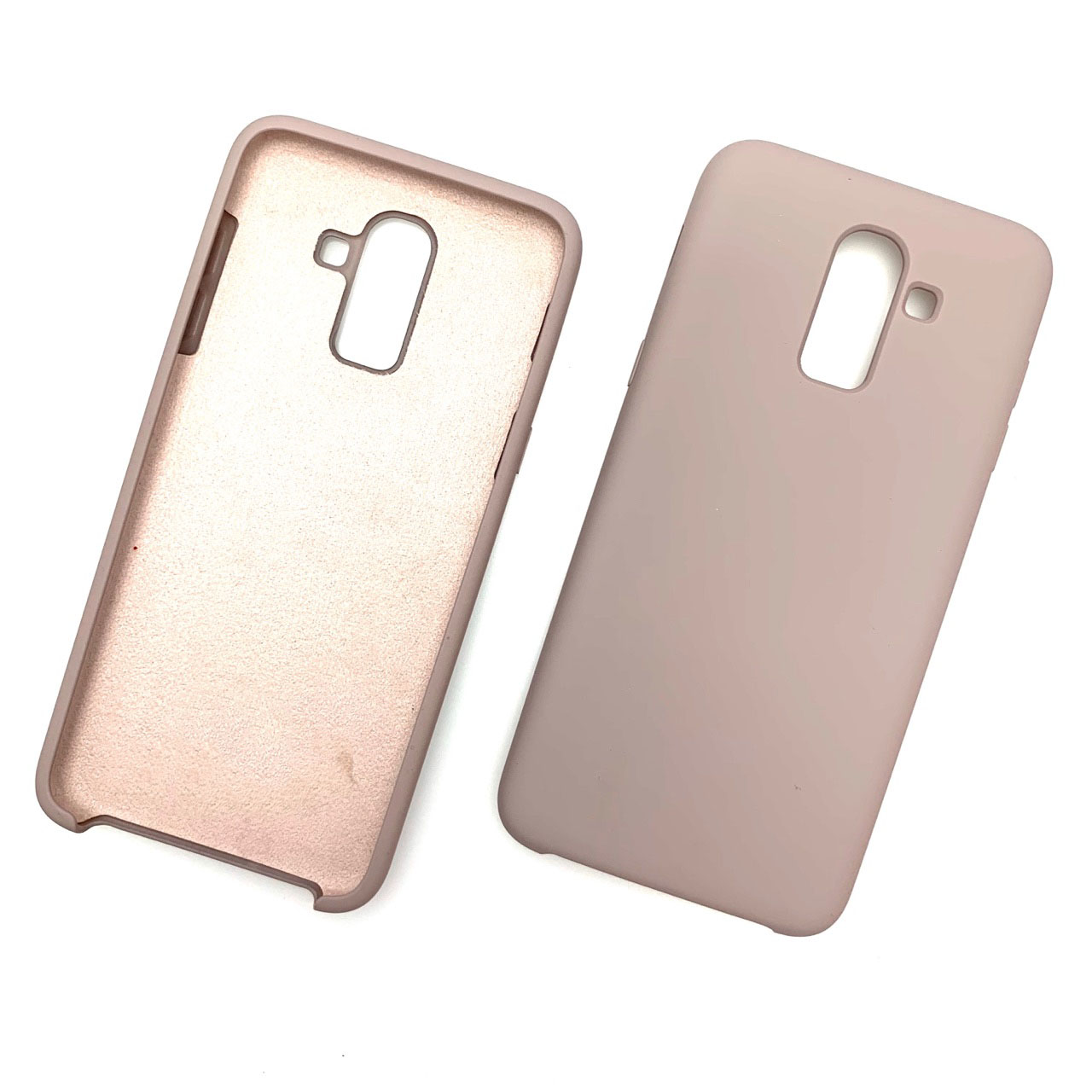 Чехол накладка Silicon Cover для SAMSUNG Galaxy J8 (SM-J800F), силикон, бархат, цвет белый навахо.