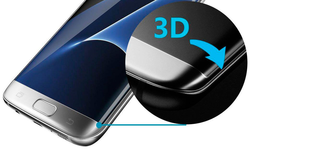 Защитное стекло 3D для SAMSUNG Galaxy S7 EDGE SM-G935 черное полное Proff.