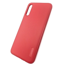 Чехол накладка Cherry для SAMSUNG Galaxy A70 (SM-A705), силикон, полоски, цвет темно красный.