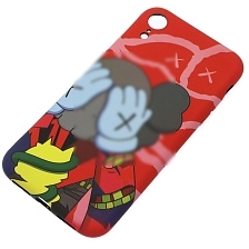 Чехол накладка для APPLE iPhone XR, светится в темноте, силикон, рисунок красный Кавс Чехол накладка для APPLE iPhone XR, светится в темноте, силикон, рисунок красный Кавс