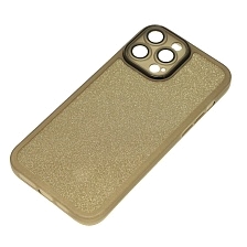 Чехол накладка Shine для APPLE iPhone 13 Pro Max, силикон, блестки, защита камеры, цвет черно золотистый